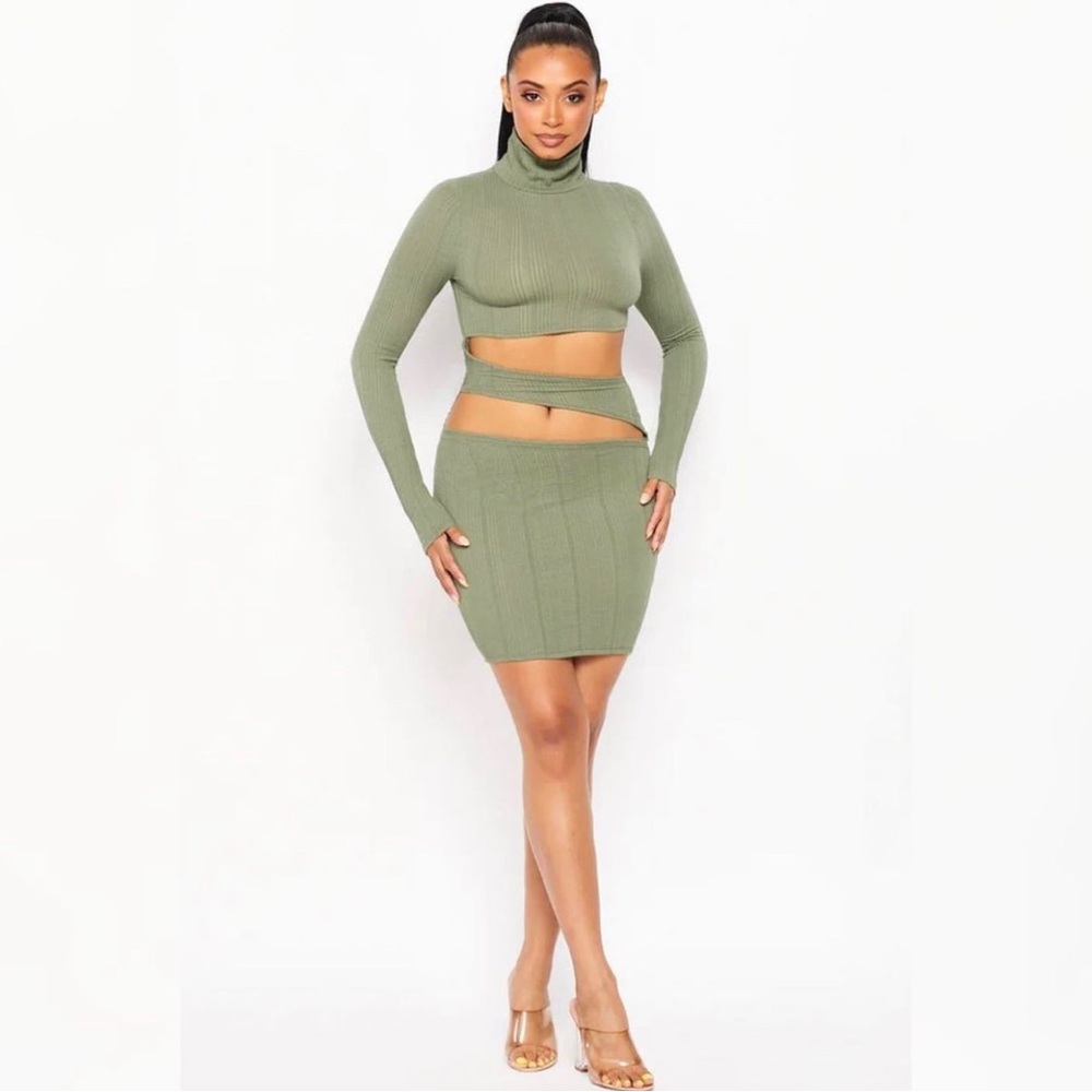 Olive long sleeve dress